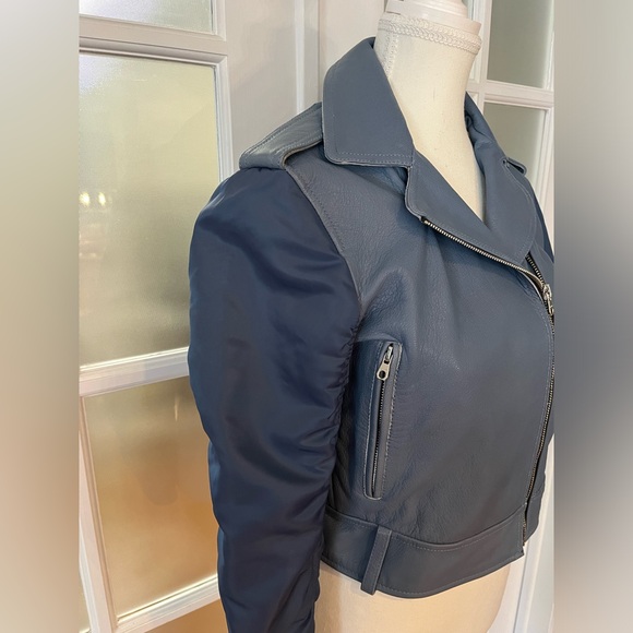 Sandro Women's Ruched Leather Biker Jacket - Picture 10 of 17